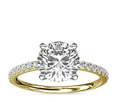 Riviera Pave Diamond Engagement Ring in 18k Yellow Gold (1/6 ct. tw.)